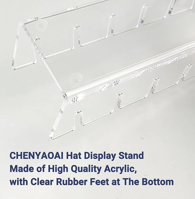 Hat Organizer for Baseball Caps, 2 Pcs No Install Acrylic Hat Stand for 14 Baseball Caps, Hat Racks for Caps Display and Organizer for Bedroom, Closet, Dresser, Office, Hat Holder