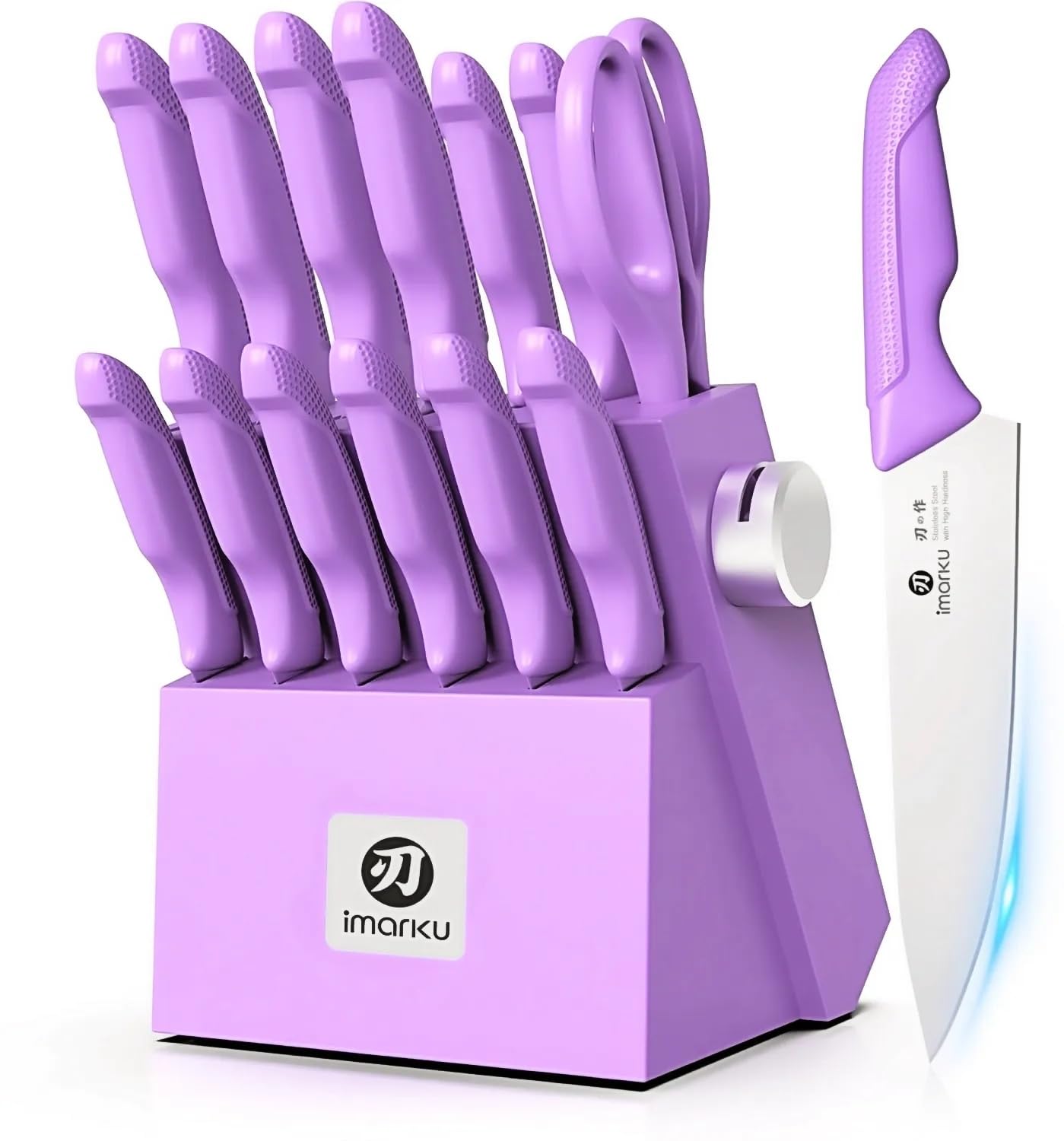 imarku 14-Piece Kitchen Knife Set, High-Carbon Stainless Steel,Pink