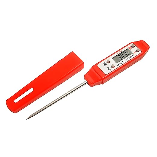 Ausenzup Meat Thermometer - Digital Food Thermometer for Cooking Kitchen - Automatic Calibration Pen Style Electronic Pocket Thermometer for Water Temperature, Barbecue (Yellow)