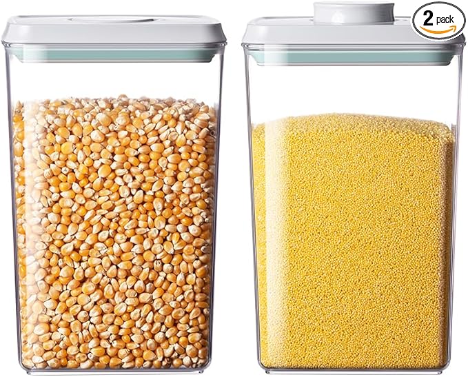 EQI Airtight Food Storage Containers,1.3Qt 3Pcs Pop Food Containers with Lids, Stackable One Button Opening Kitchen Pantry Organizers and Storage, BPA-Free Food Containers Set for Snacks Candy Spices
