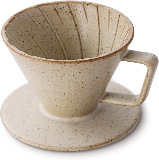 DOWAN Pour Over Coffee Maker, Non-Electric Pour Over Coffee Dripper with Open Base Design, Manual Brew Maker, Single Cups Porcelain Slow Brewing Accessories for Gifts, White