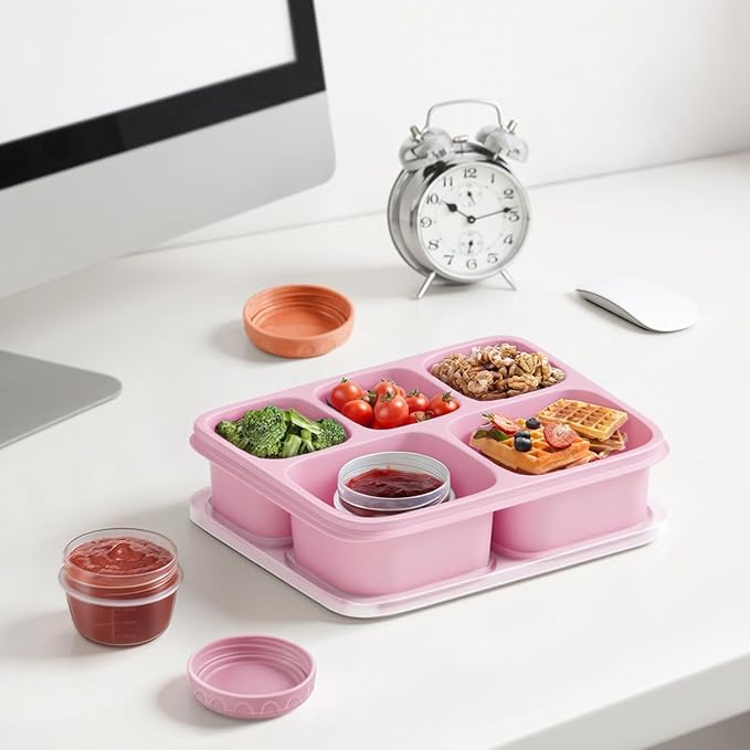 Salad Dressing Container to Go with lids,Dishwasher and Microwave Safe Tiny Condiment Containers with Graduated Lines, Reusable and Leakproof Small Sauce Containers for Lunch Box 6 Pcs 2.7 OZ Mixed 2
