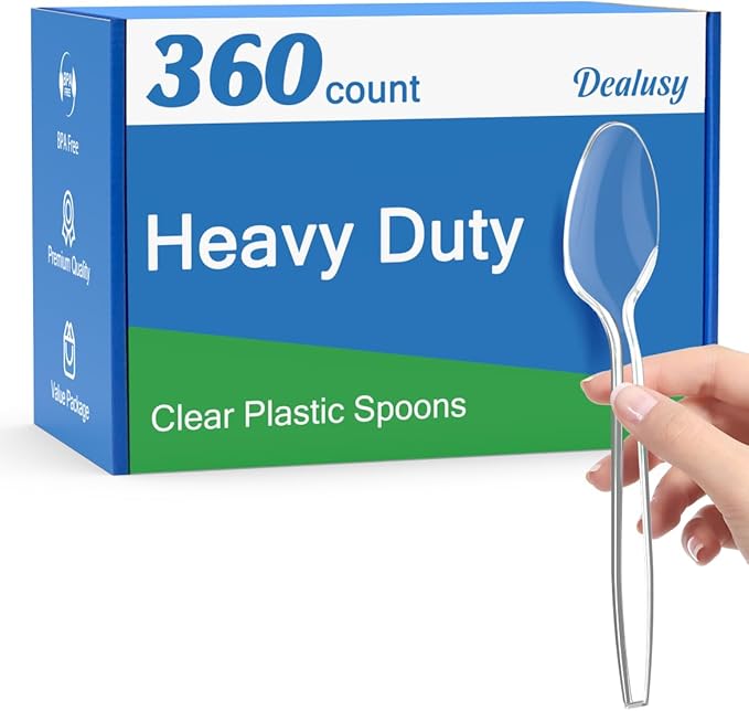 Dealusy 360 Count White Plastic Spoons Disposable