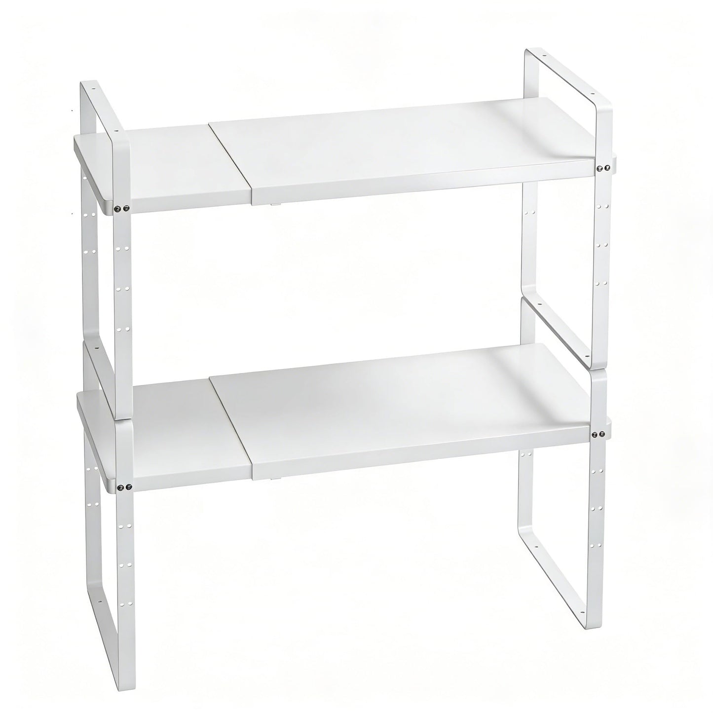 KIKIBRO Expandable Cabinet Shelf Organizer, Stackable Kitchen Pantry Counter Storage, Adjustable Closet Cupboard Stand Rack Risers Spice Organization 80LBS Heavy Duty Black Large 2 Pack