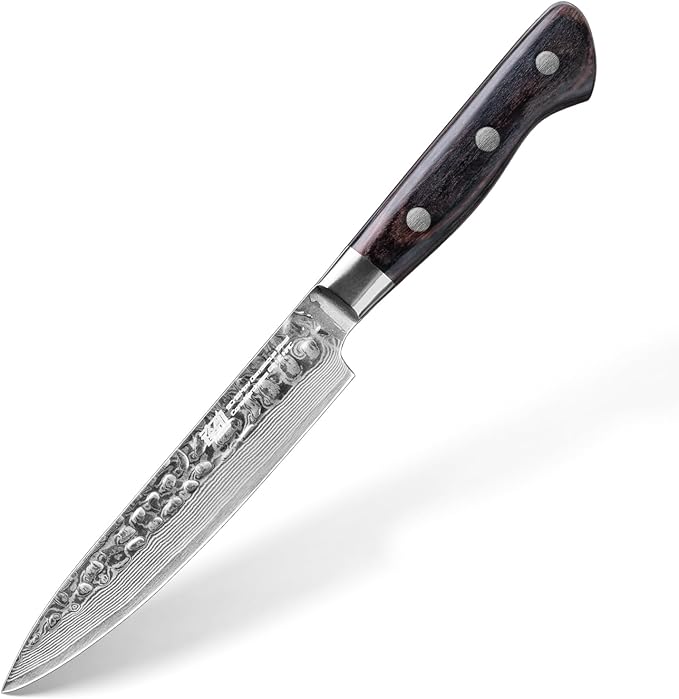 FINDKING 7 Inch Damascus Santoku Knife,Versatile Japanese-Inspired Chef Knife, Multifunctional Asian Culinary for Vegetable Preparation (Raven Series)