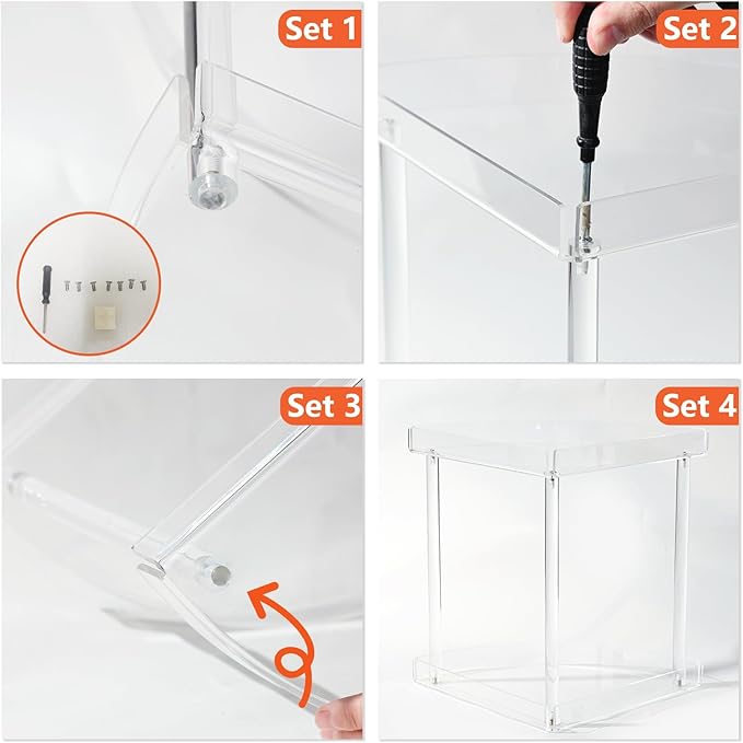Bathroom Counter Organizer Countertop 2 Tier Storage Acrylic Corner Makeup Organizer for Makeup, Perfume, Vanity, Spice Rack, Bathroom Sink, Coffee Station(Clear)