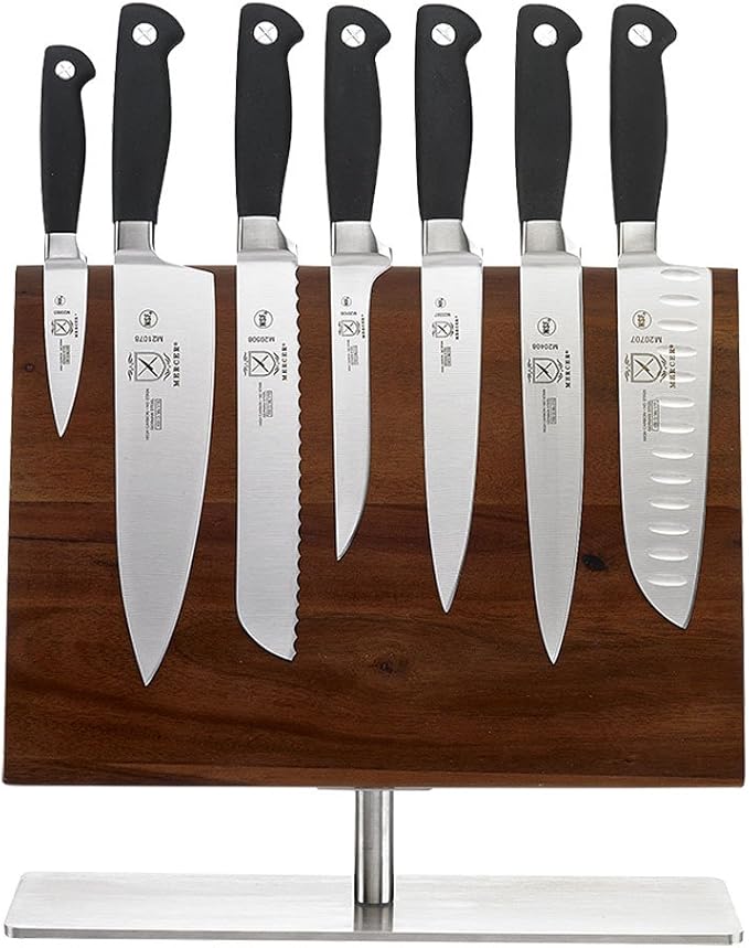 Mercer Culinary M20000 Genesis 6-Piece Forged Knife Block Set, Tempered Glass Block,Black