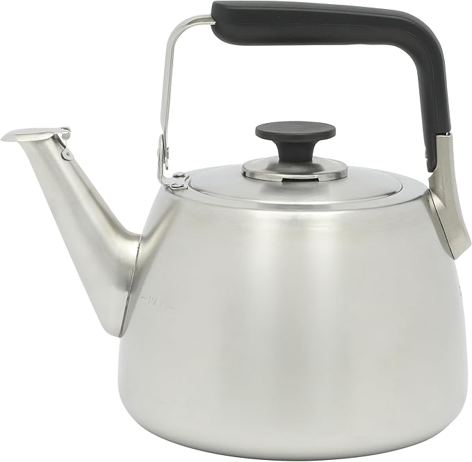 Sur La Table Kitchen Essentials Large 2 QT Heavy Gauge Stainless Steel Tea Kettle - Matte Black