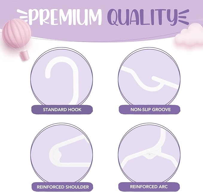 HOUSE DAY Plastic Baby Hangers for Closet 20 Pack, Durable Plastic Kids Hangers for Baby Clothes, Thin & Compact Childrens Hangers, Space Saving White Baby Hanger, Small Hanger for Kids Clothes