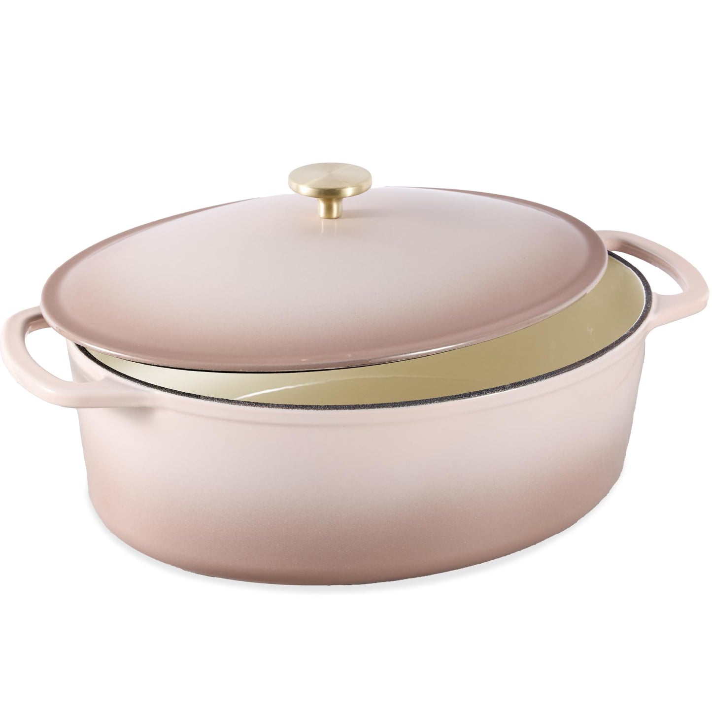 Best Choice Products Oval 7.5 Quart Enamel Cast-Iron Dutch Oven, Heavy-Duty Pre-Seasoned for Baking, Cooking w/Side Handles – Black Licorice