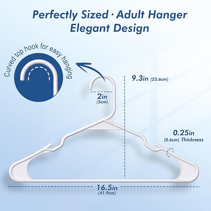 HOUSE DAY Premium Plastic Hangers 10 Pack, Clothes Hanger Space Saving, Heavy Duty Coat Hanger - Durable and Strong Closet Organizers and Storage Makes It Ideal Dorm Room Essentials (White)