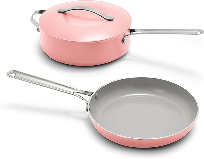 GreenPan Nova 10” Frying Pan Skillet and 4.37QT Sauté Pan with Lid, Oprah’s Favorite Things 2024, PFAS-Free Ceramic Nonstick, Induction Suitable, Sear, Fry, Broil, Dishwasher & Oven Safe, Clay