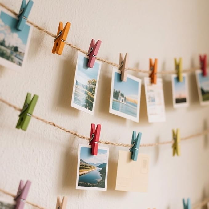 10 Colors Clothes Pins, 30PCS 2.9 Inch Wooden Clothespins, Rust Resistant Clothes Clip for Hanging Pictures, Photos, Clothes, Decoration Crafts