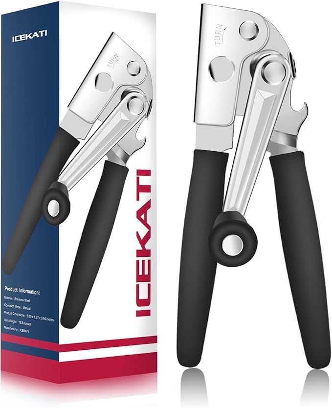 ICEKATl Commercial Can Opener Heavy Duty, Folding Hand Crank for Big Cans
