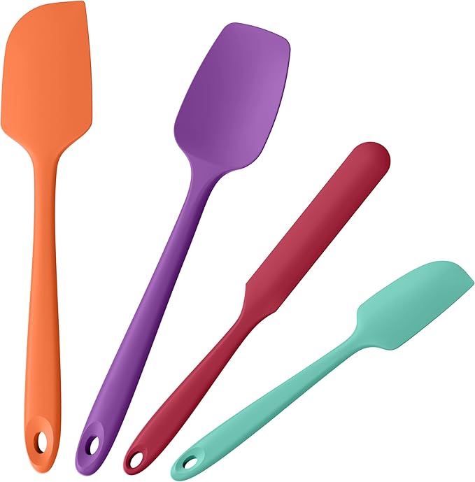 Doosu 600°F Heat Resistant Silicone Spatula Scrapers (Set of 3, Black)
