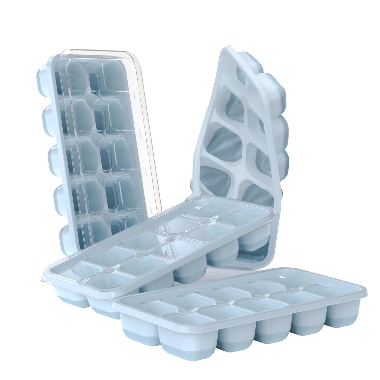 DOQAUS Ice Cube Tray with Lids, 4 Pack Silicone Ice Trays for Freezer