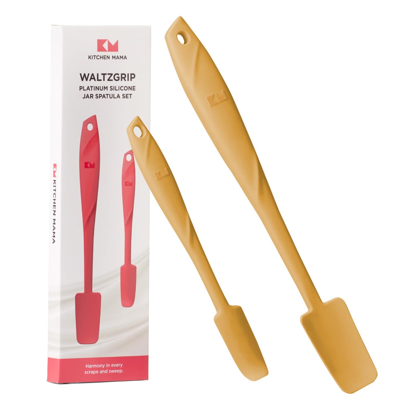 Kitchen Mama WaltzGrip Platinum Silicone Jar & Can Spatula Set, Yellow