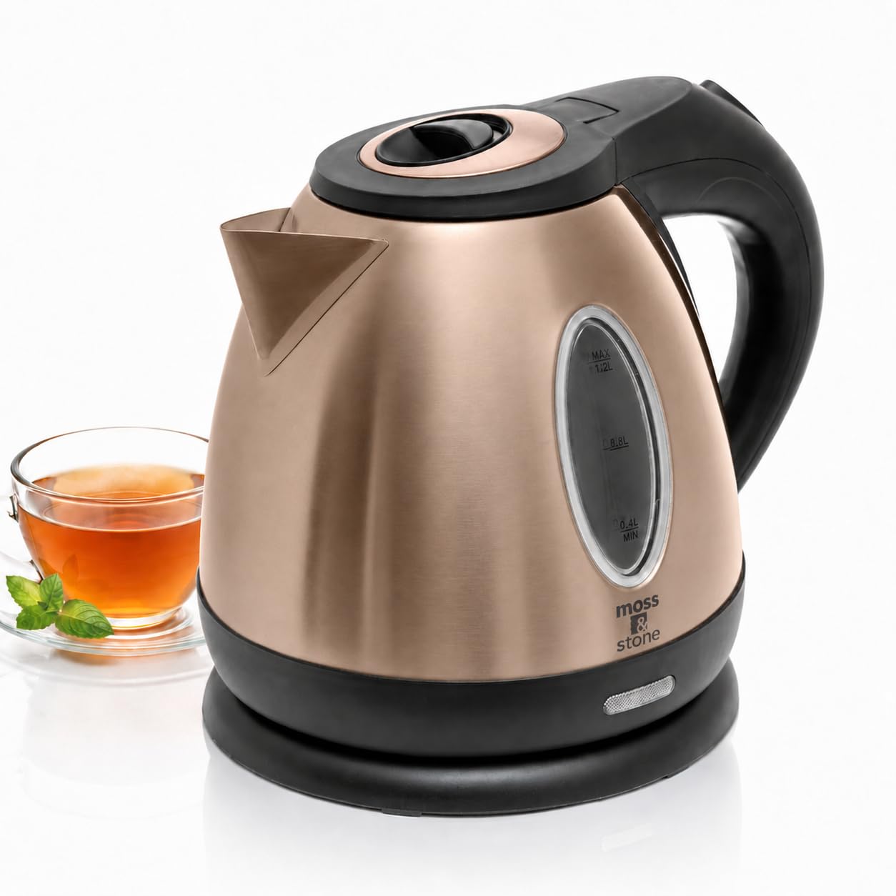 Moss & Stone Stainless Steel Electric Kettle, 1.2L Cordless 1500W