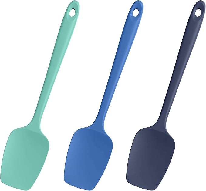 Doosu Heat Resistant Silicone Spoon Spatulas for Cooking (3 Pcs, Black)
