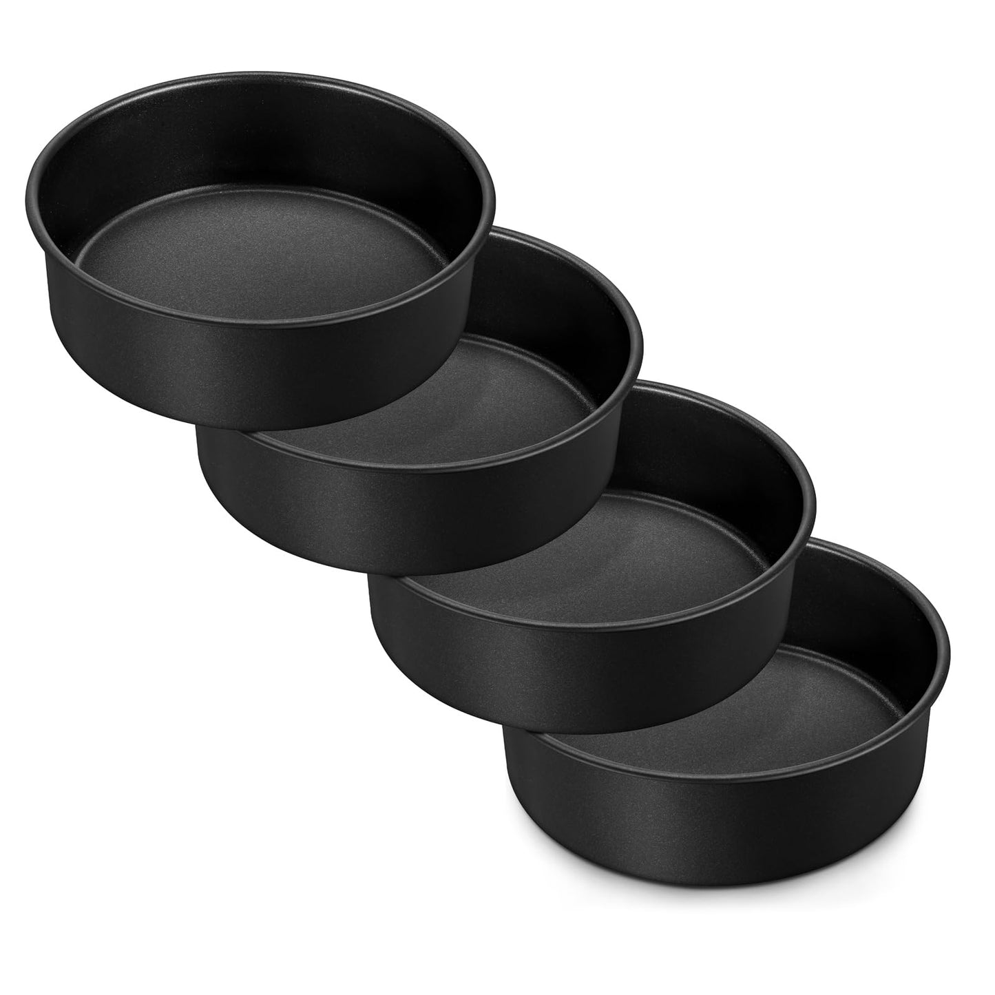 LIANYU 6 inch Cake Pans for Baking, Round Cake Pan Set of 4, Nonstick Stainless Steel Baking Tin Bakeware for Birthday Wedding Party, Non Toxic Coating, 3 Inch Deep