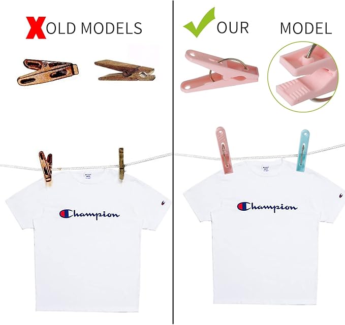 48 Pack Plastic Clothes Pins Heavy Duty Outdoor for Hanging Clothes, Colored Clothespins Clips with Springs Clothes Drying Line Pegs with Mesh Clothes pin Bag，Crafts Picture Clips Food Package Clips