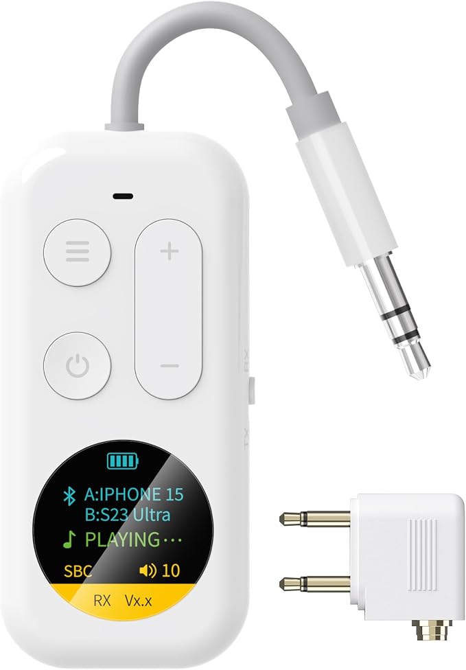 Bluetooth Wireless Audio Transmitter/Receiver, 20+ Hours Playtime, Supports 2