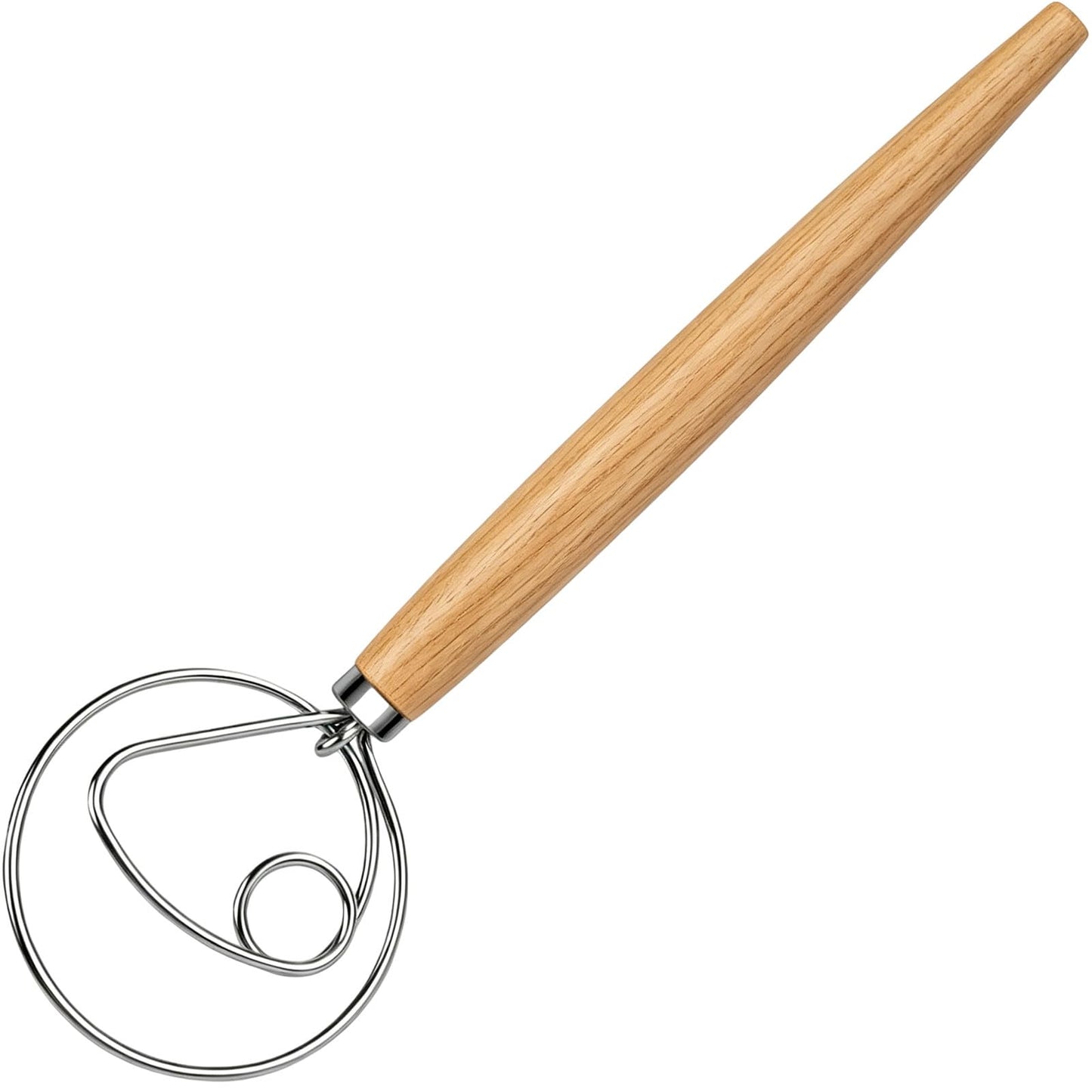 Maxjoy Danish Dough Whisk, Stainless Steel Wood Handle for Sourdough Bread