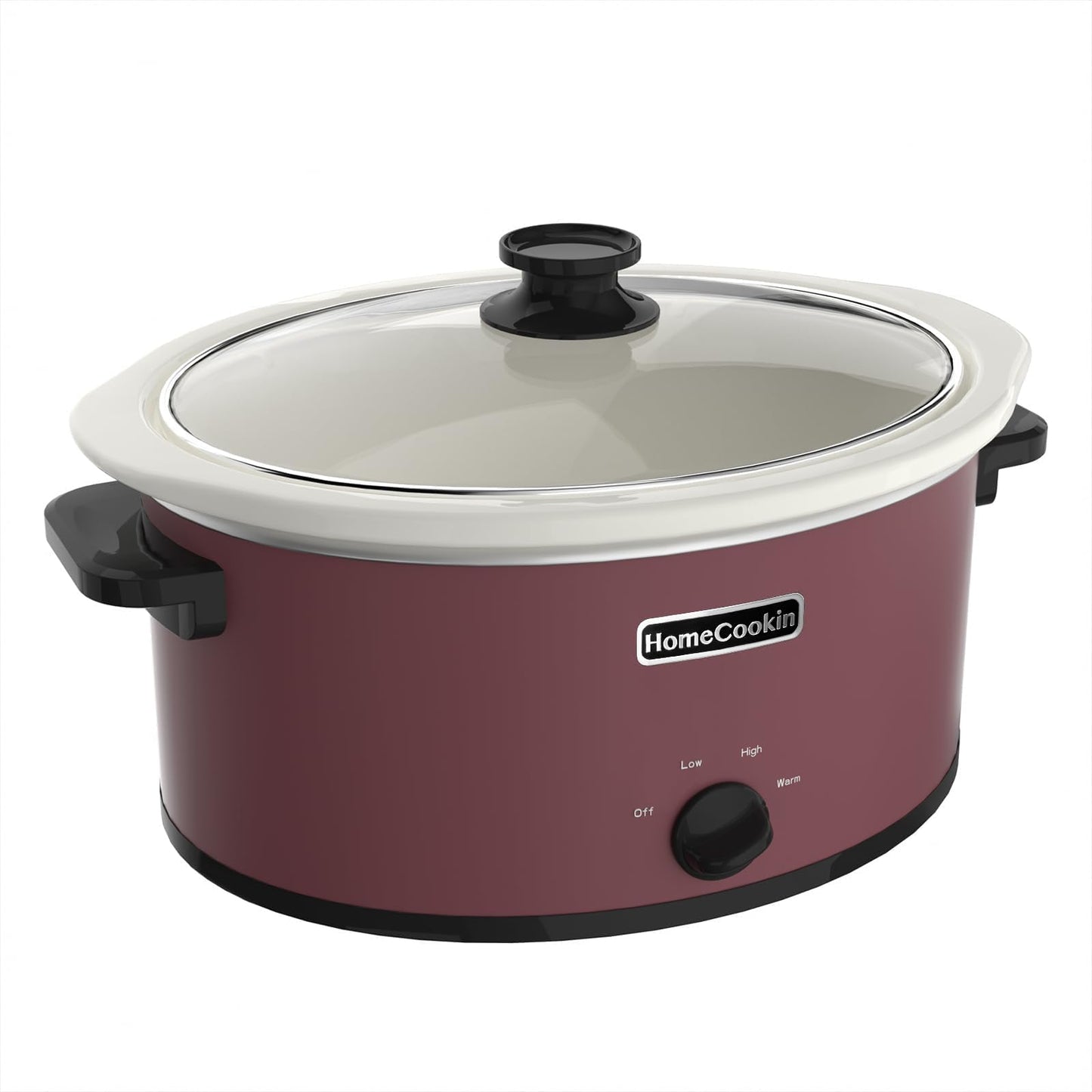 HOMECOOKIN 7 Quart Slow Cooker Oval Manual Pot Food Warmer with 3 Cooking Settings, Black Stainless Steel