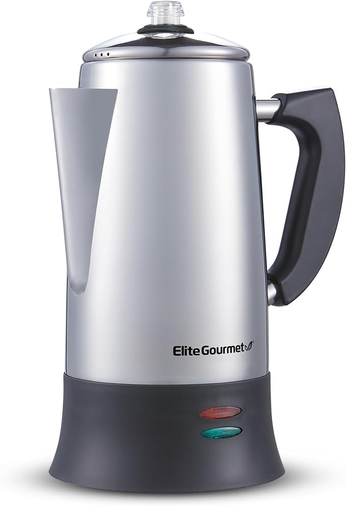 Elite Gourmet 12-Cup Electric Coffee Percolator, Keep Warm, Clear Brew Knob