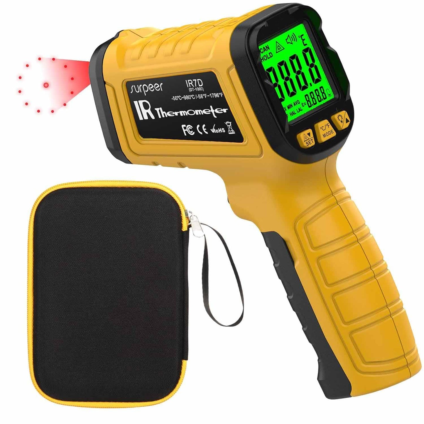 Surpeer Infrared Thermometer Temperature Gun 2732°F 50:1 Pyrometer