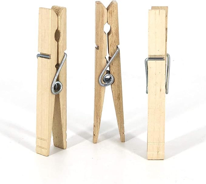 Clorox Wood Clothespins with Spring – Value Pack Set of 30 | Rust Resistant, Heavy-Duty Coil, Non-Slip Grip for Line Drying Laundry, Chip Clips, Crafts