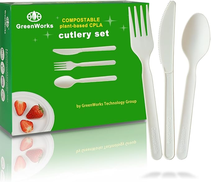 GreenWorks Compostable Knives,100 Count 7" Heavyweight Disposable Biobased Cutlery Knife