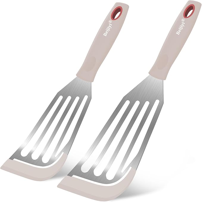 Beijiyi 2-Piece Silicone Fish Spatula for Nonstick Cookware, Heat Resistant