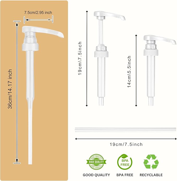 Syrup Pump Compatible with Torani, Davinci and Skinny (Set of 2) - fits Bottles (25.4 oz-750ml) (White)