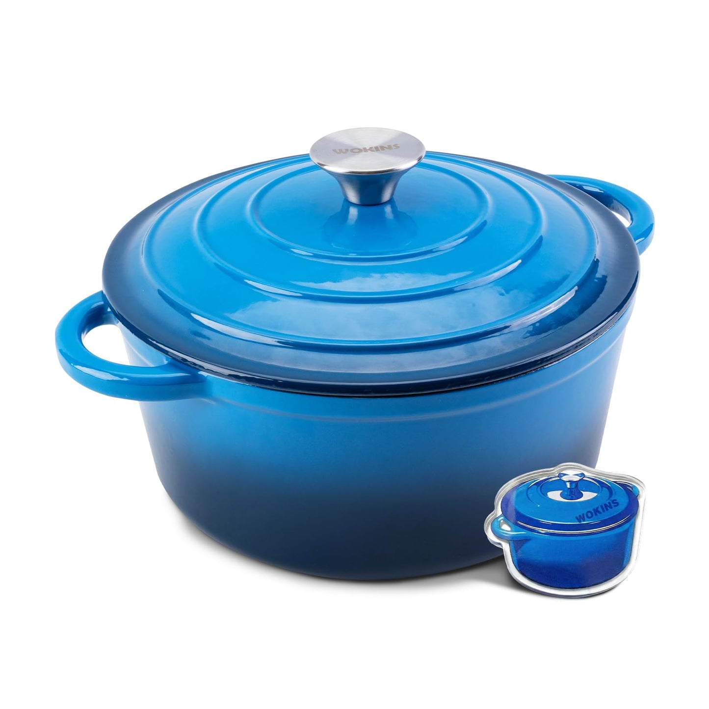 WOKINS 7-QT Enameled Cast Iron Round Dutch Oven With Lid,Oven safe,Cream