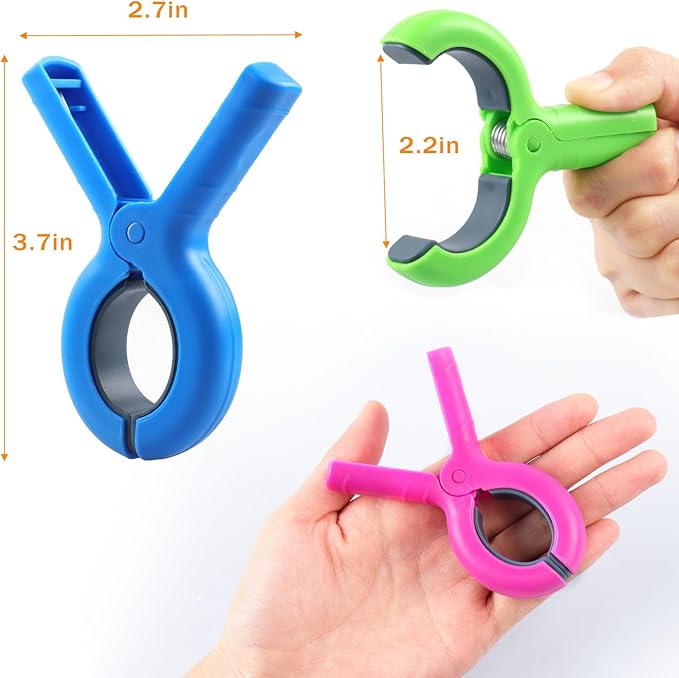 16 Pcs Beach Towel Clips for Beach Chairs, Towel Holder for Beach Chair Pool Chair on Cruise, Jumbo Size Heavy Duty Clothes Pins, Beach Chair Clips to Keep Your Towel from Blowing Away, 4 Colors
