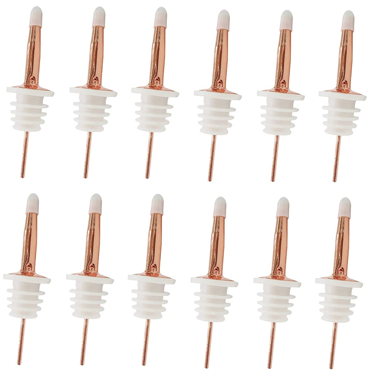 12 Pack Liquor Pour Spouts Set - Stainless Steel bottle spout and Liquor Pourers Dust Caps Covers