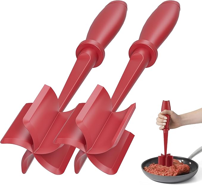 2Pack Meat Chopper Upgrade Hamburger Smasher, Masher for Ground Beef