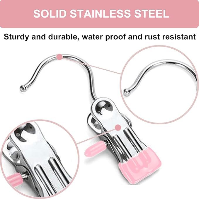 Boot Hangers for Closet, Hanging Clips Laundry Hooks Clothes Pins Closet Hanger Organizer Clamps Socks Towel Clips Heavy Duty Clothespins Bulk Hanger Clips for Closet Travel Pants Socks Handbags
