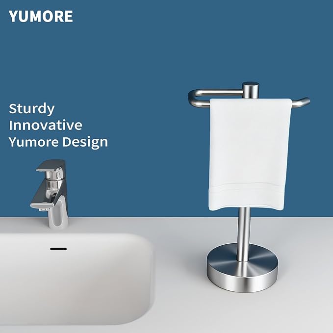 YUMORE Hand Towel Holder Stand Countertop Towel Rack Free Standing Towel Bar Hanger for Bathroom Kitchen