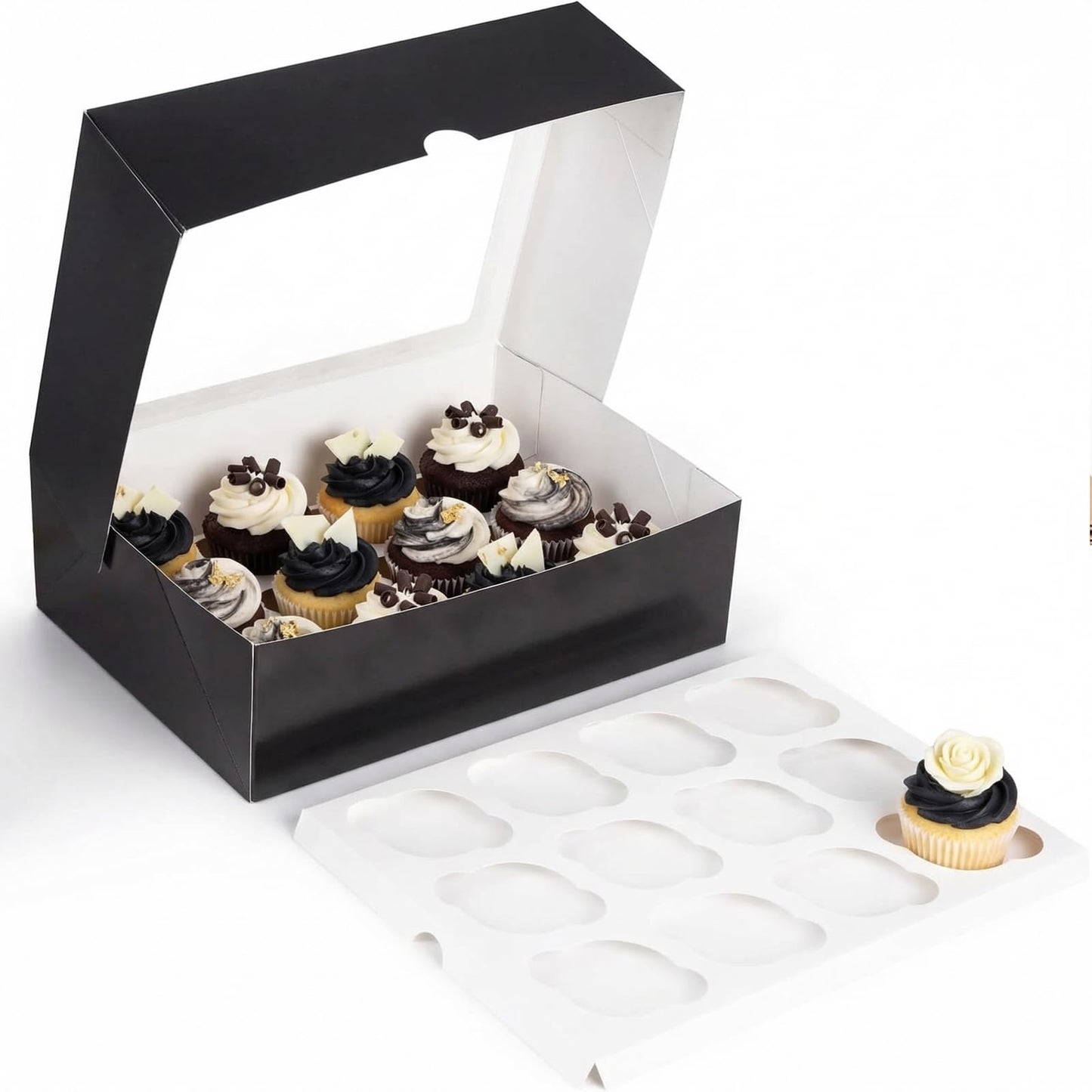 VGOODALL 6 PCS Cupcake Containers, 12 Count Cupcake Holders with Window