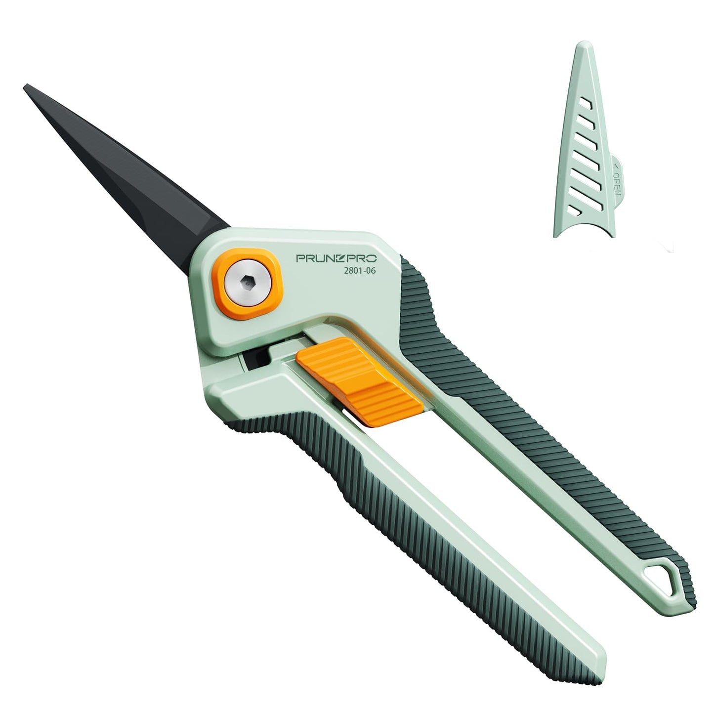 PrunePro Garden Scissors Pruning Shears Sharp Stainless Steel Non-Stick Teflon Coating Blade for Precise Cuts Garden Snip Bonsai Clippers for Plants Rose Flower Orange 2 Pack