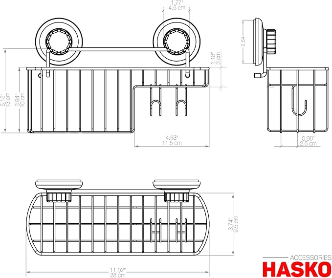 HASKO 2 Pack Shower Caddy Suction Cup with Hooks & Soap holder, Includes 2 Soap Savers, Shower Shelf, Bathroom Storage Organizer, Rustproof Shampoo Holder, Bronze
