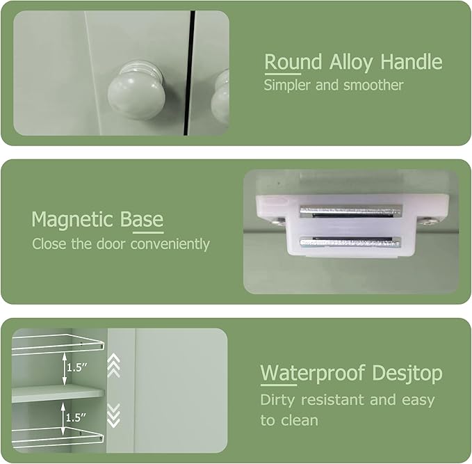 TaoHFE Green Bathroom Cabinet,Bathroom Wall Cabinet with 2 Door Adjustable Shelves,Over The Toilet Storage Cabinet,Green Bath Room Cabinet Wall Mounted,Medicine Cabinets for Laundry Kitchen