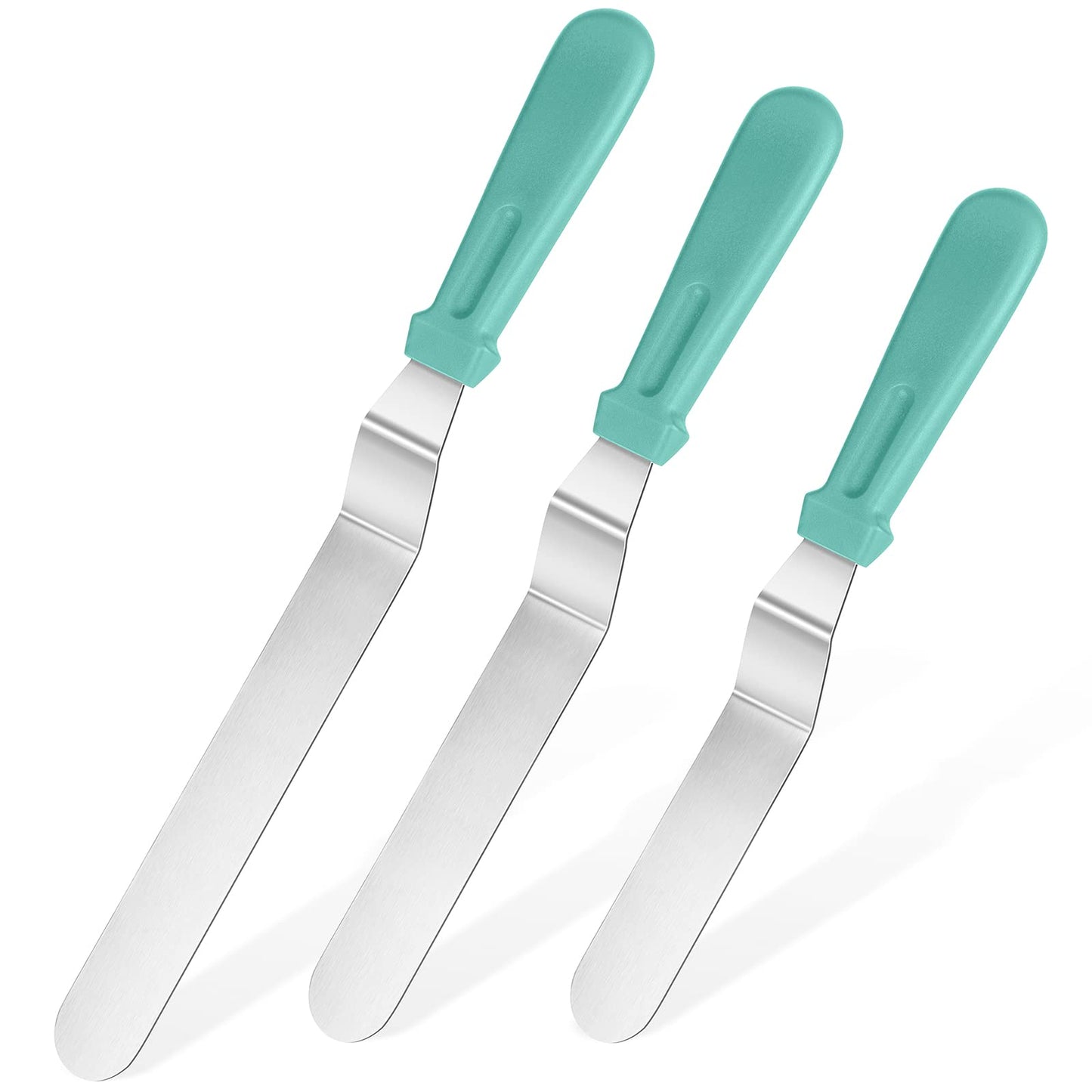 Icing Spatula, U-Taste Offset Spatula Set with 6", 8", 10" Blade,Stainless Steel Angled Cake Decorating Frosting Spatula Set of 3 (Black)