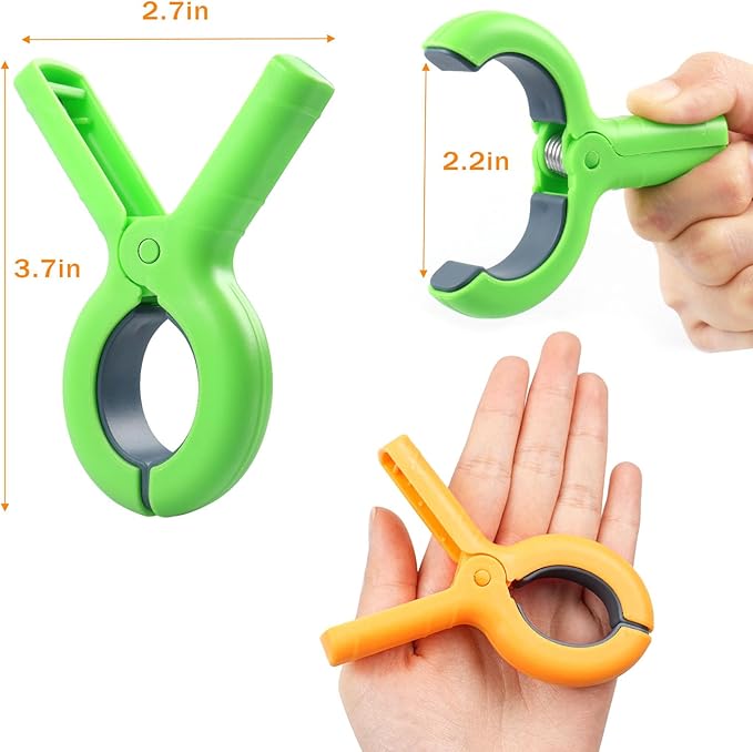 8 Pcs Beach Towel Clips for Beach Chairs, Towel Holder for Beach Chair Pool Chair on Cruise, Jumbo Size Heavy Duty Clothes Pins, Beach Chair Clips to Keep Your Towel from Blowing Away (Green, Orange)