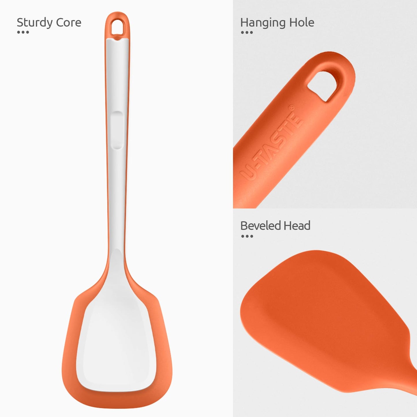U-Taste Silicone Turner Cooking Spatula, 13.6" Long/3.7" Wide, Purple