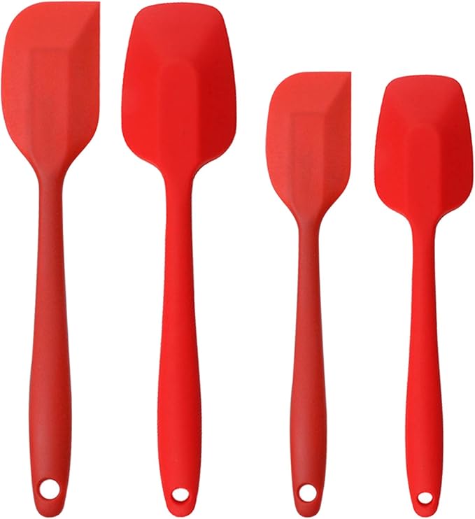 Silicone Spatulas Set, Rubber Spoon Spatula Heat Resistant Spoonula One Piece Design Seamless Spatula Non-Stick Scrapers Baking Mixing Tool (Blue Set)