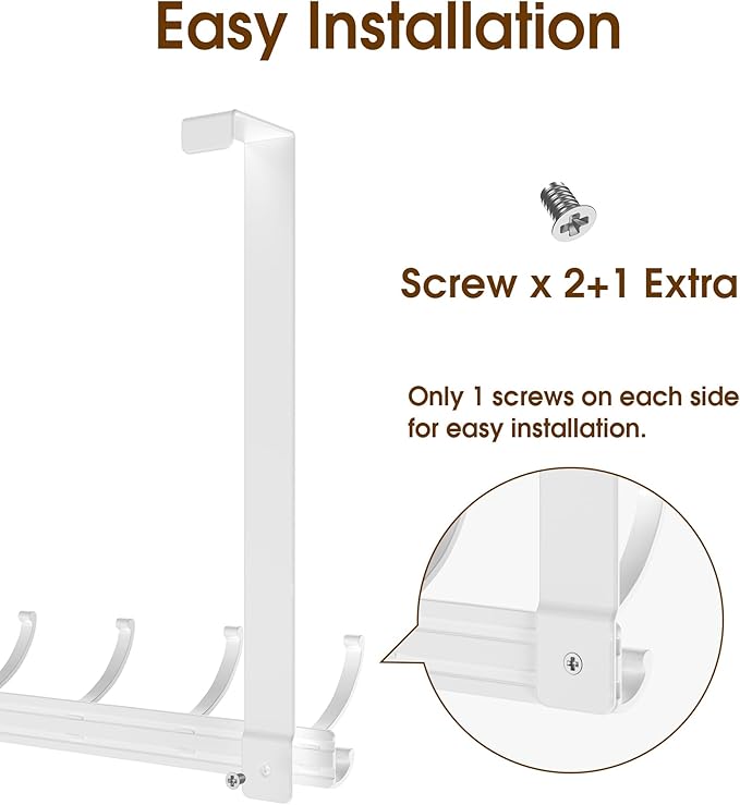 Long Over The Door Hooks Hanger with 15.75" Arms for Easier Access by Shorter, Heavy Duty Door Hanger for Coat, F16U, Fits Standard 1 3/8'' Doors, Towel Racks for Bathroom, White
