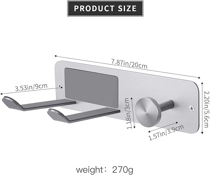 FLE Hair Dryer Holder Wall Mounted, Stainless Steel Self Adhesive Blow Dryer Holder Rack for Dyson Supersonic Hair Dryer,Silver